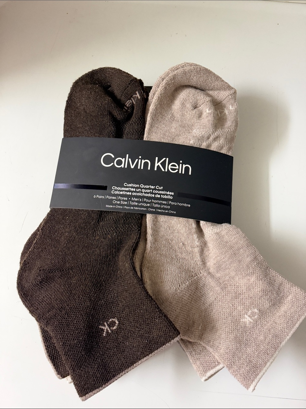 Calvin Klein Men’s Cushion Quarter Socks - Brown & Beige (6 Pairs)